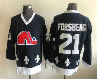 Men%27s Quebec Nordiques #21 Peter Forsberg White CCM Throwback Stitched NHL Jersey